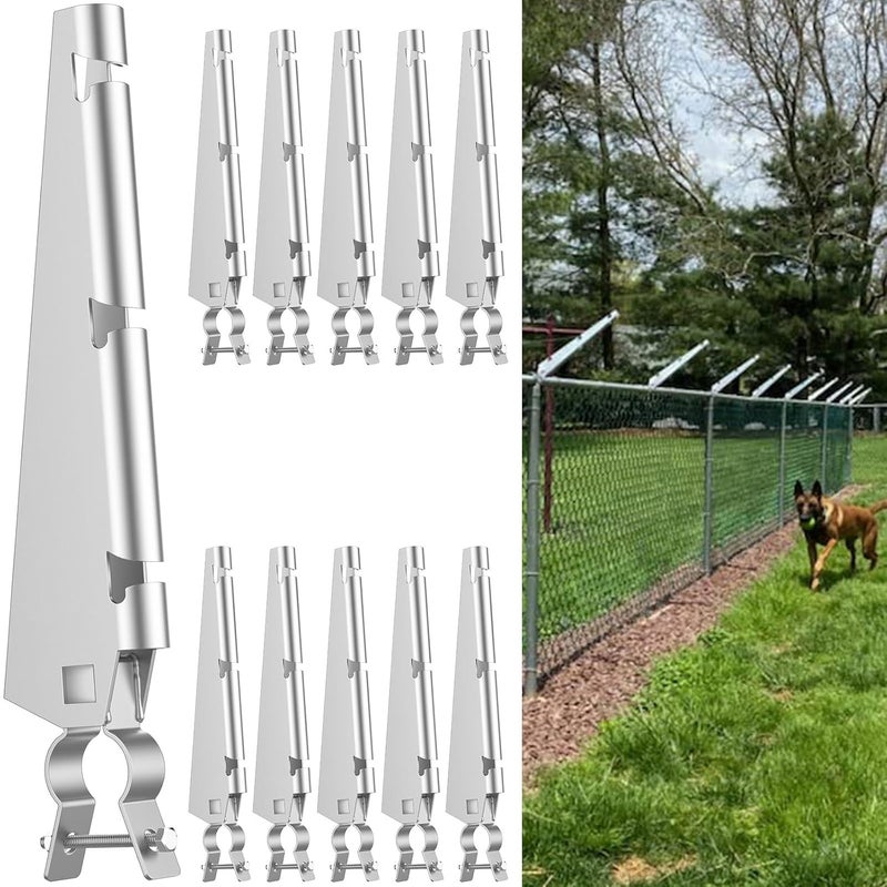 YanTuo 10 Pack Barbed Wire Arm for 1-3/8" Chain Link Fence, Galvanized Steel Fence Height Extender for Garden, for Outdoor Fences to Increase Height, Protect Privacy and Pets Jumping Off - Image 1